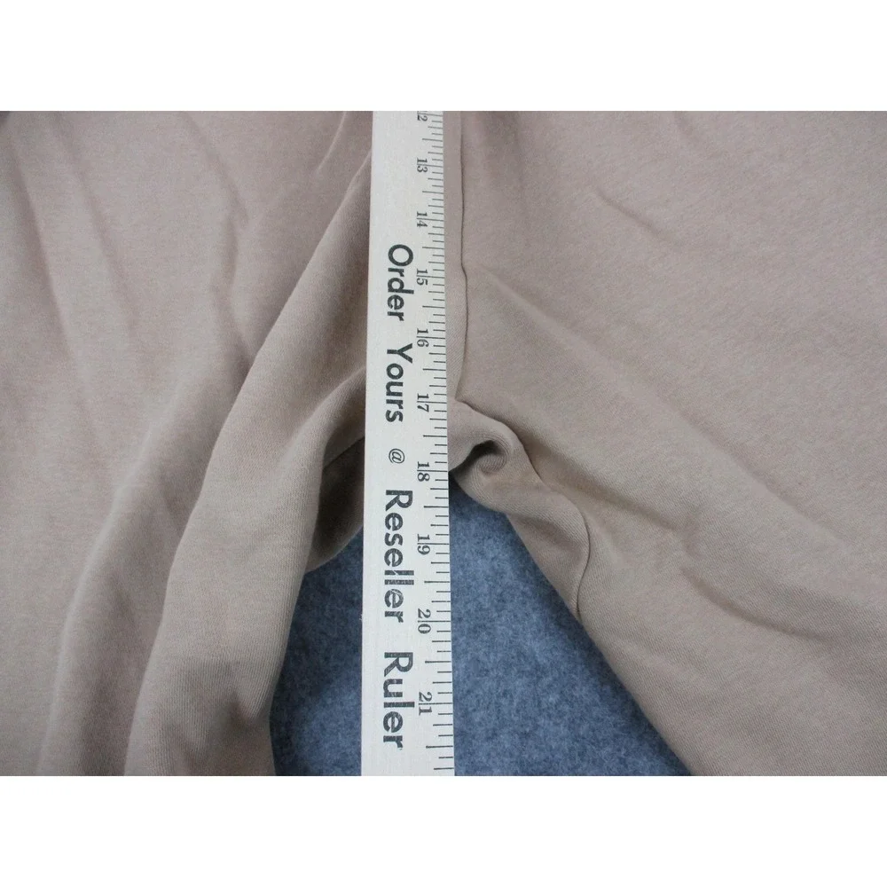 Adidas Pants Men 2XL XXL Beige Wide Leg Fleece Sweatpants Side Stripe Drawstring